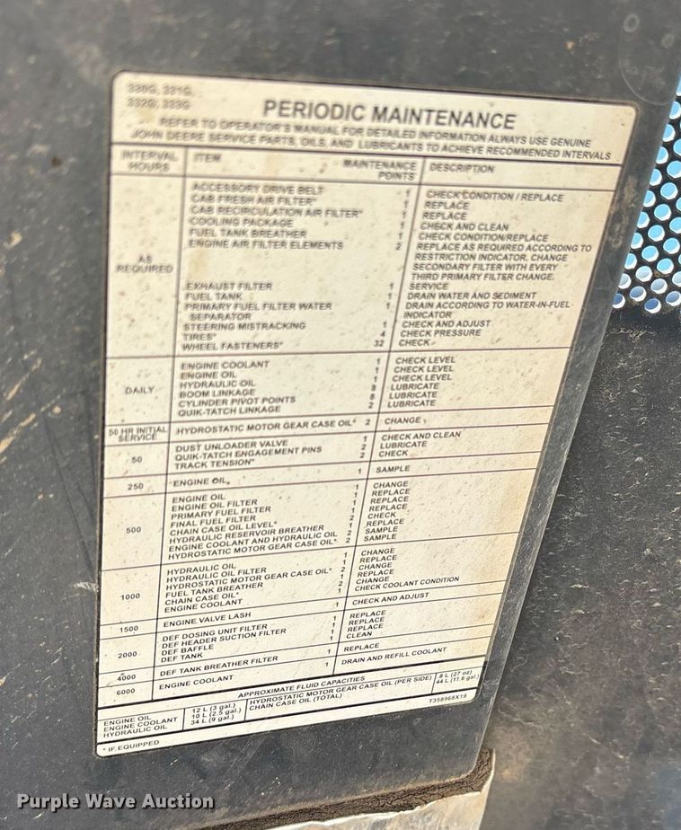 image for item DY0813 2020 John Deere 333G tracked skid steer loader