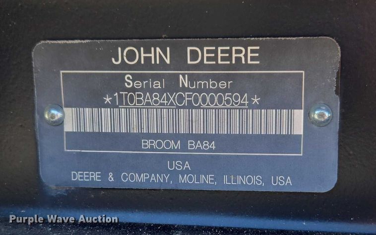 image for item DY0815 John Deere BA84 skid steer broom