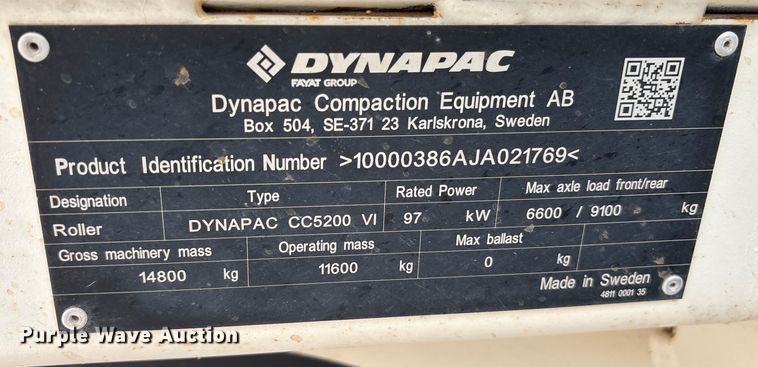 image for item DY0817 Dynapac CC5200 VI double drum vibratory roller