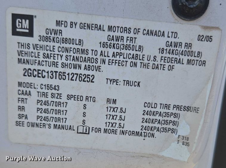 image for item DY0818 2005 Chevrolet Silverado 1500 Crew Cab pickup truck