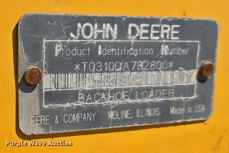 image for item DY0820 1992 John Deere 310D backhoe