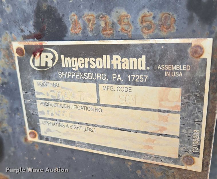 image for item DY0822 Ingersoll Rand SD-77DX TF single drum vibratory roller