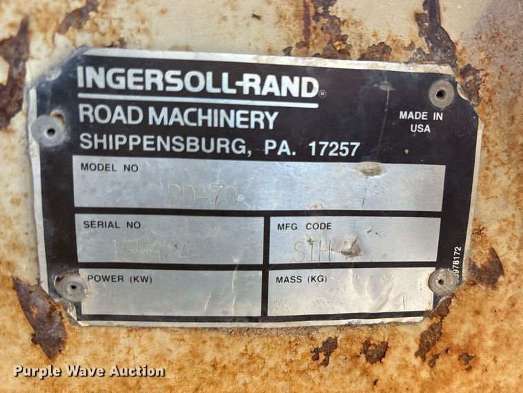 image for item DY0823 1998 Ingersoll Rand DD-70 double drum vibratory roller