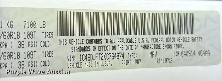 image for item DY0843 2019 Dodge Durango SUV