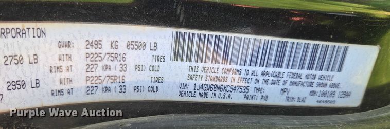 image for item DY0848 1999 Jeep Grand Cherokee SUV