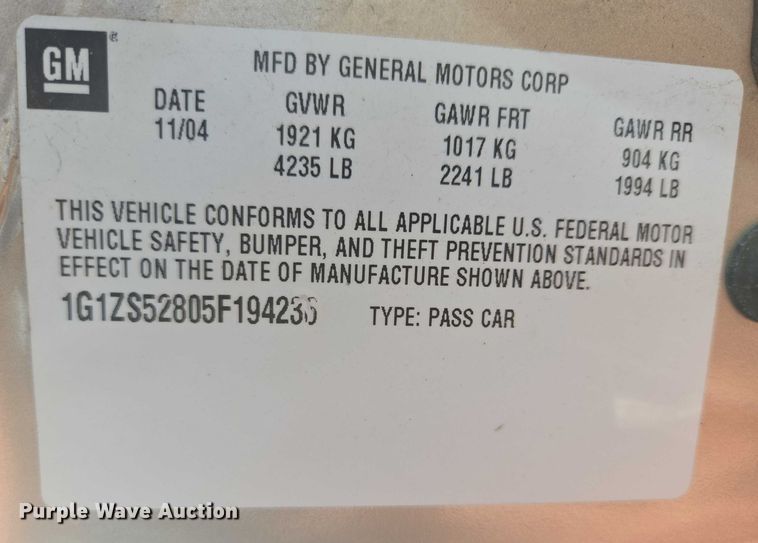 image for item DY0975 2005 Chevrolet Malibu 