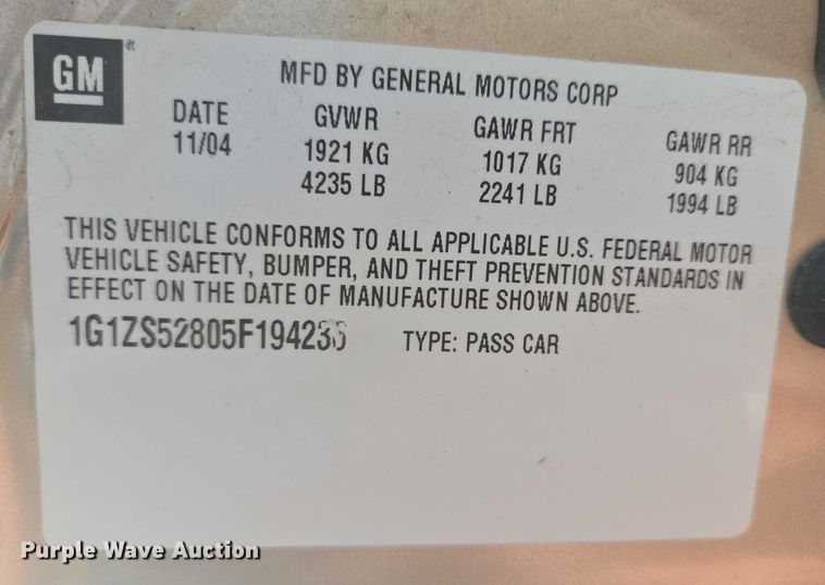 image for item DY0975 2005 Chevrolet Malibu 