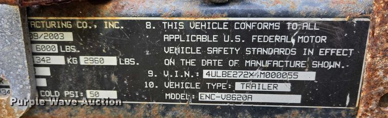 image for item DY0978 2004 H&S ENC-V8620A enclosed snowmobile trailer