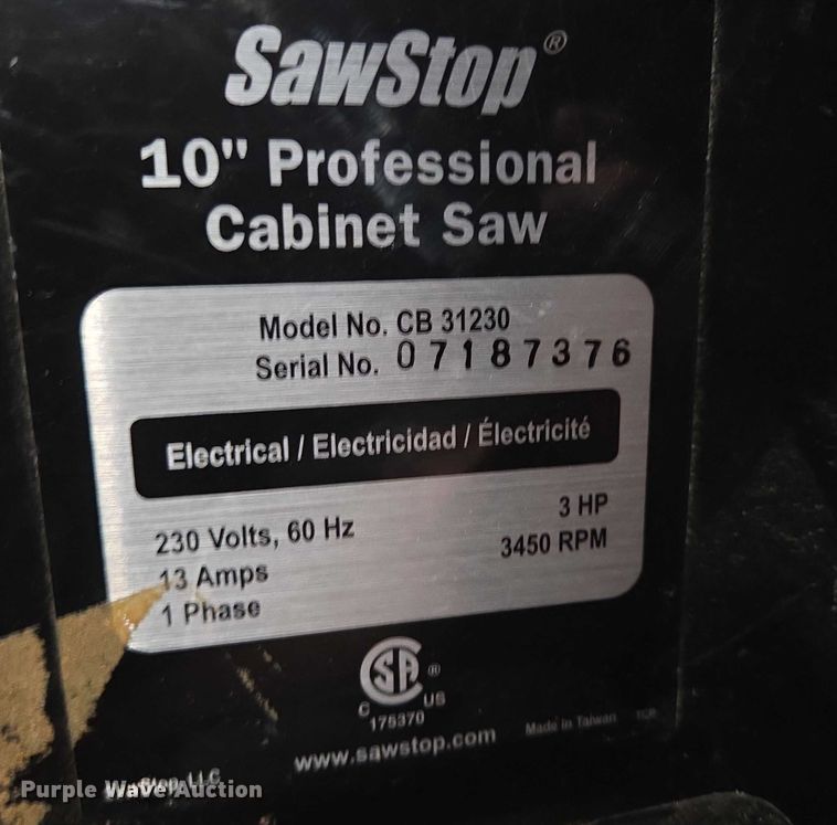 image for item DY1030 Sawstop CB31230 table saw