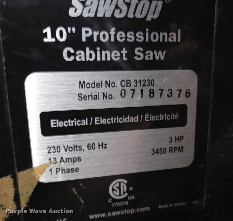 image for item DY1030 Sawstop CB31230 table saw