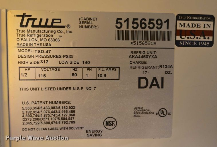 image for item DY1037 True Manufacturing TSD-47 refrigerator