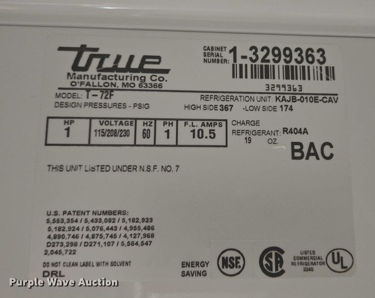 image for item DY1038 True Manufacturing T-72F freezer