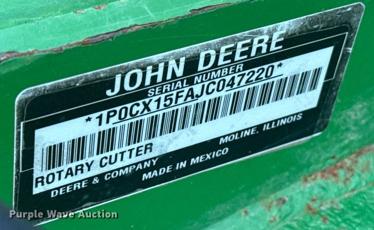 image for item DZ8760 John Deere CX15 batwing rotary mower