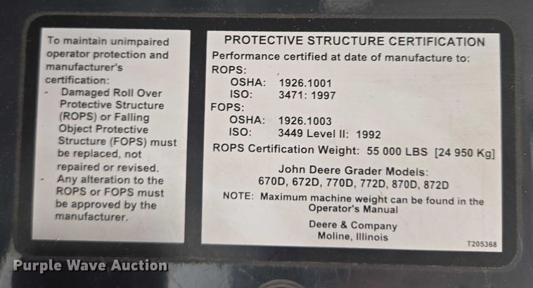 image for item EB0976 2008 John Deere 772D motor grader