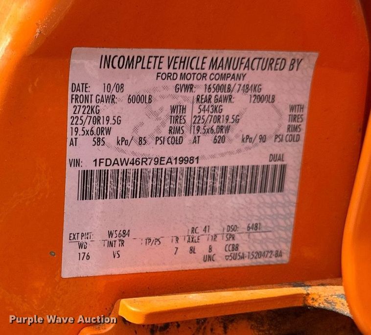 image for item EB2771 2009 Ford F450 Super Duty XL Crew Cab dump truck