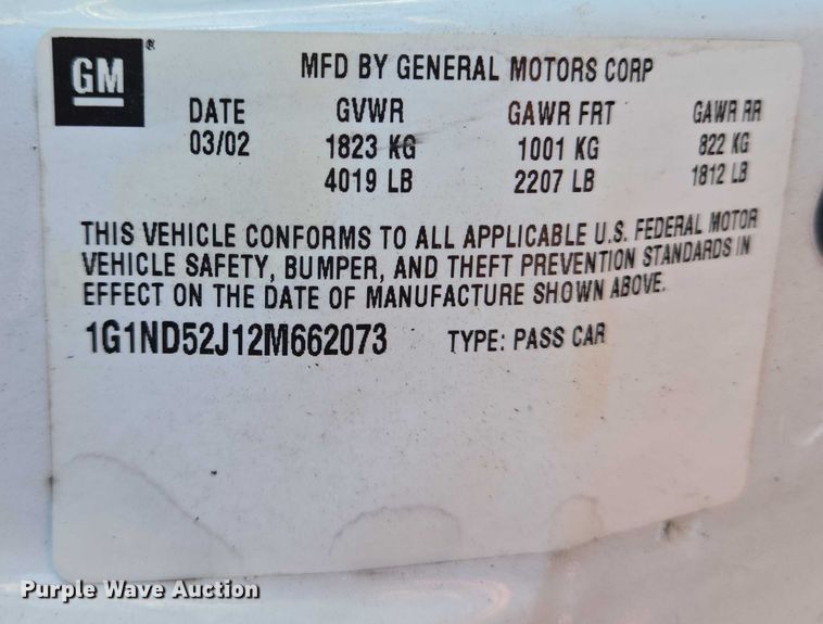 image for item EC4325 2002 Chevrolet Malibu 