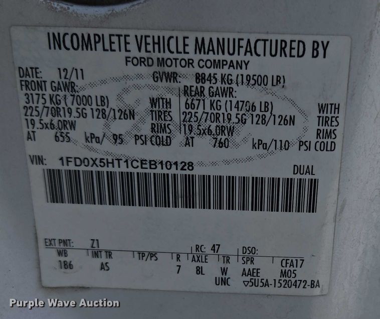 image for item ED2153 2012 Ford F550 Super Duty XL bucket truck