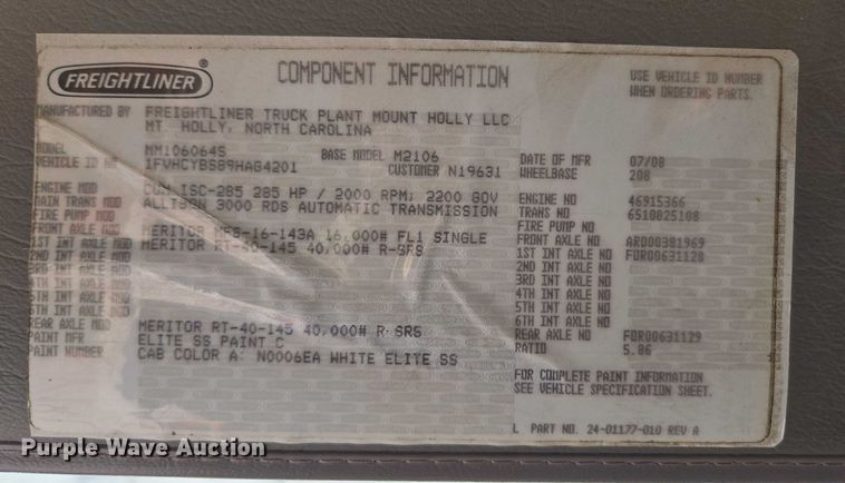 image for item ED2155 2009 Freightliner Business Class M2 digger derrick truck