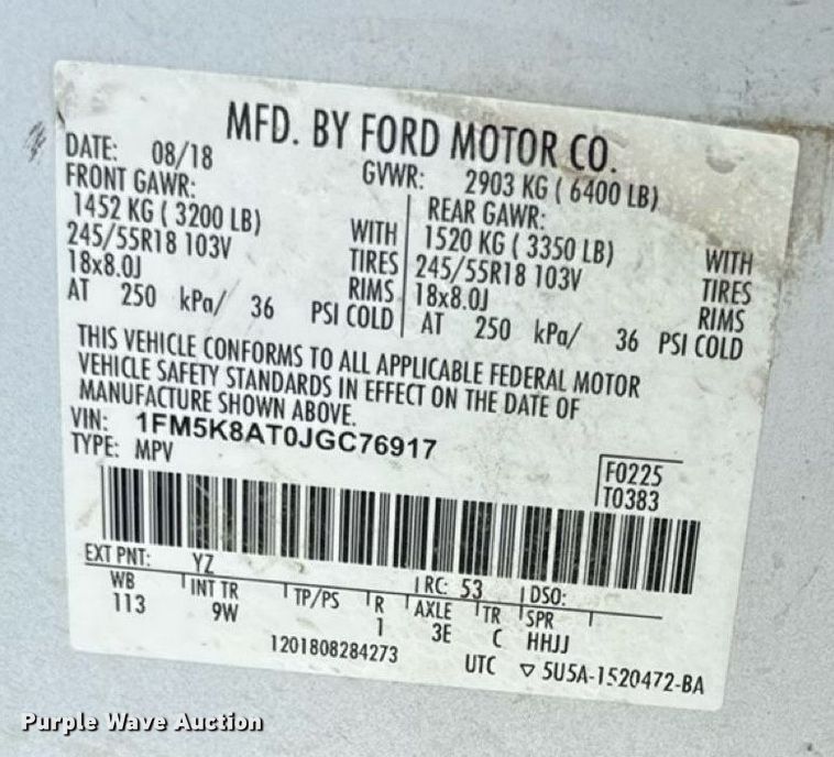 image for item ED4327 2018 Ford Explorer Police Interceptor SUV