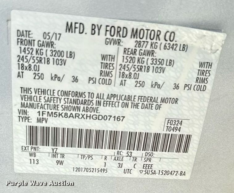 image for item ED4328 2017 Ford Explorer Police Interceptor SUV