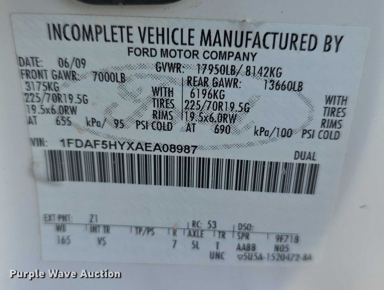 image for item EF3609 2010 Ford F550 XL Super Duty dump truck