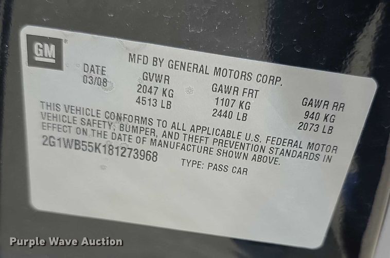 image for item EF3613 2008 Chevrolet Impala LS 