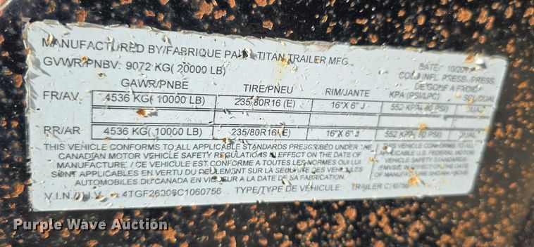 image for item EF3616 2012 Titan equipment trailer