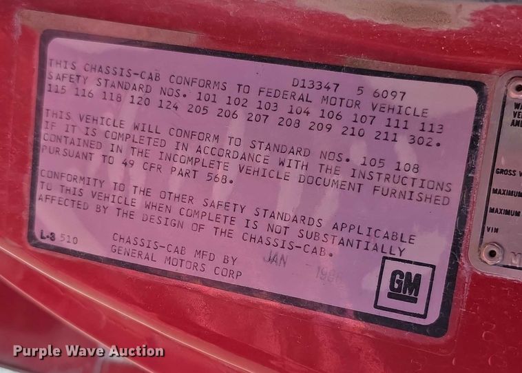 image for item EF3619 1986 Chevrolet  C70 Custom Deluxe pumper fire truck