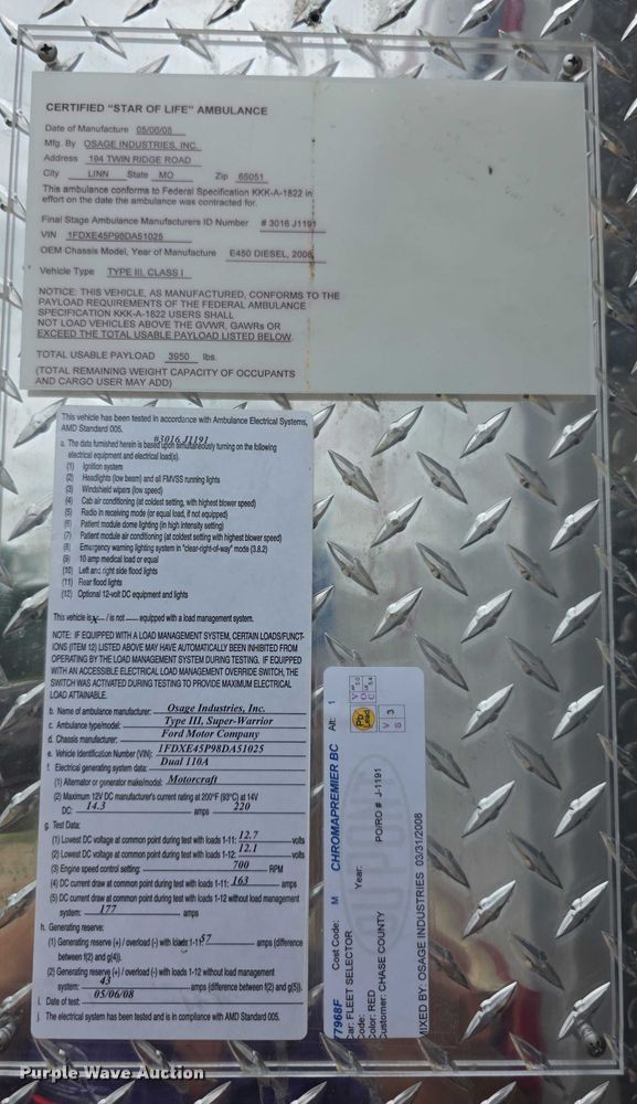 image for item EF3626 2008 Ford E450 Super Duty ambulance