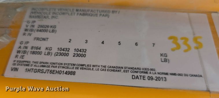 image for item EF3637 2014 International 7600 dump truck