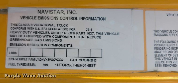 image for item EF3638 2014 International 7600 dump truck