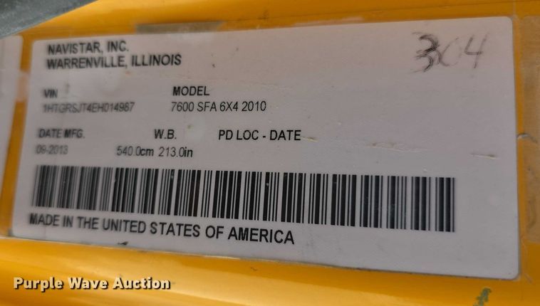 image for item EF3638 2014 International 7600 dump truck