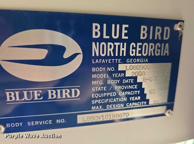 image for item EF3652 2008 Blue Bird Vision school bus