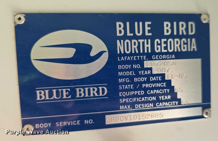 image for item EF3654 2007 Blue Bird Vision school bus