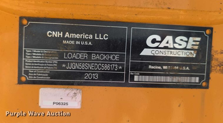 image for item EF3672 2013 Case 580 Super M backhoe