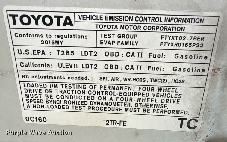 image for item EG8558 2015 Toyota Tacoma Access Cab pickup truck