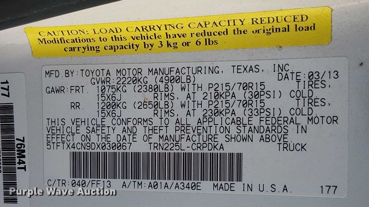 image for item EG8561 2013 Toyota Tacoma Access Cab pickup truck