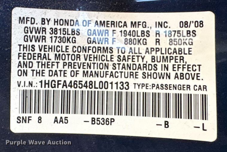 image for item EG8562 2008 Honda Civic 