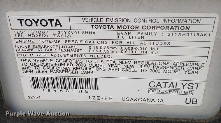 image for item EG8565 2003 Toyota Corolla 