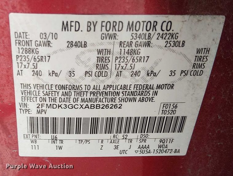 image for item EG8566 2010 Ford Edge SUV