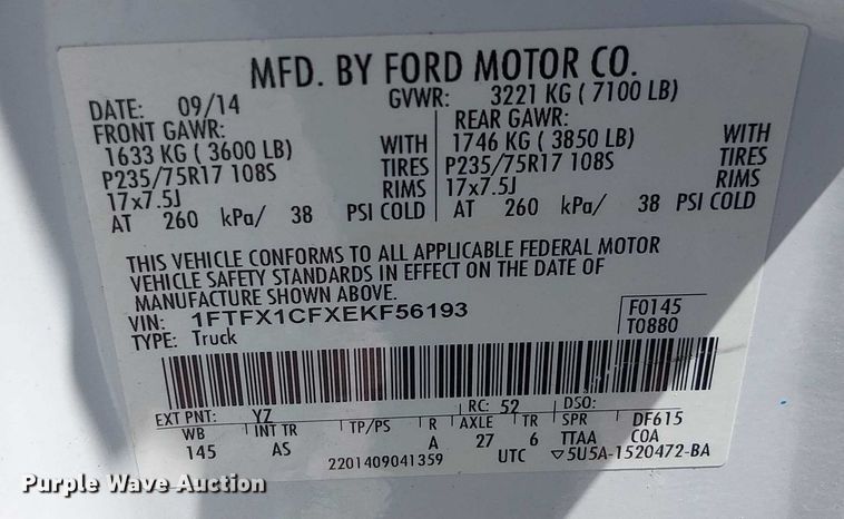 image for item EG8570 2014 Ford F150 SuperCab pickup truck