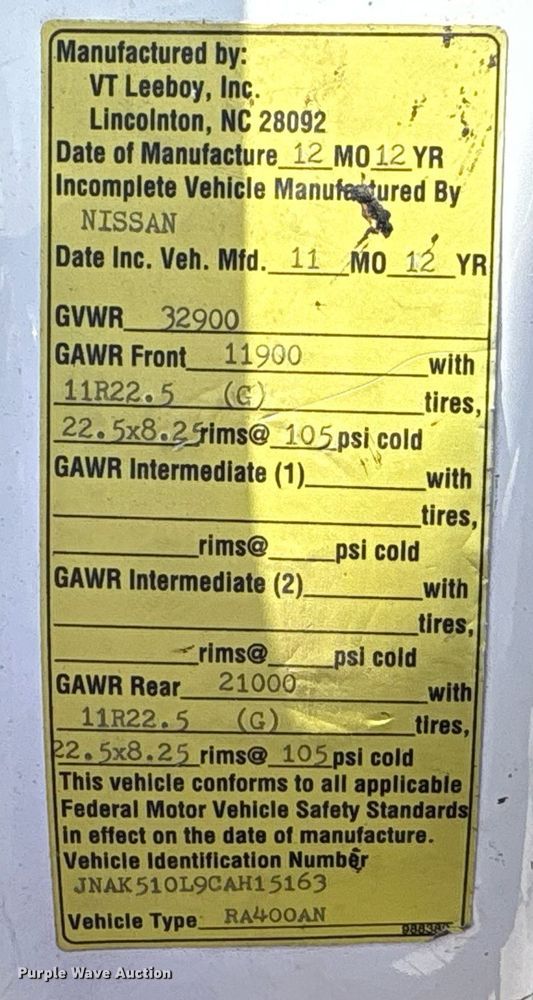 image for item EG8573 2012 Nissan UD3300 pothole patcher truck