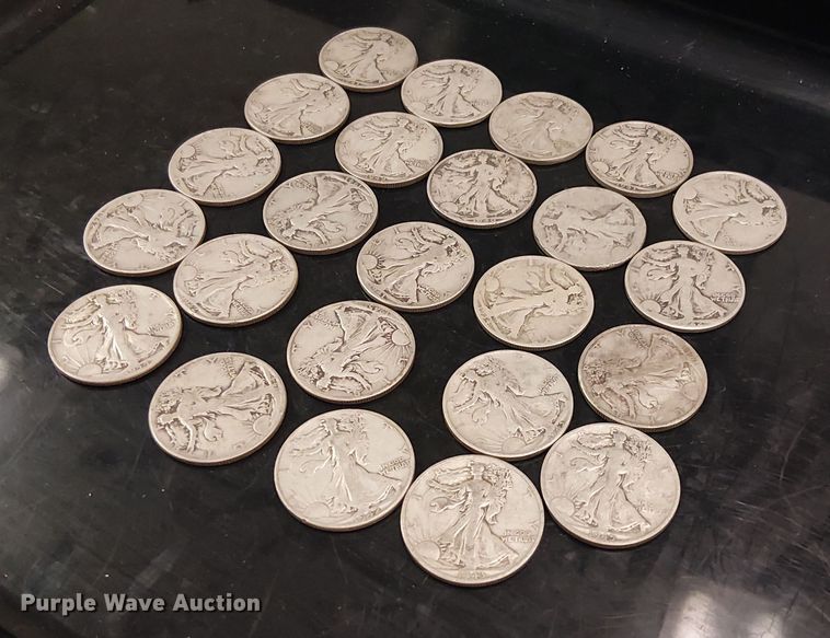 image for item EG8582 (24) walking liberty half dollars