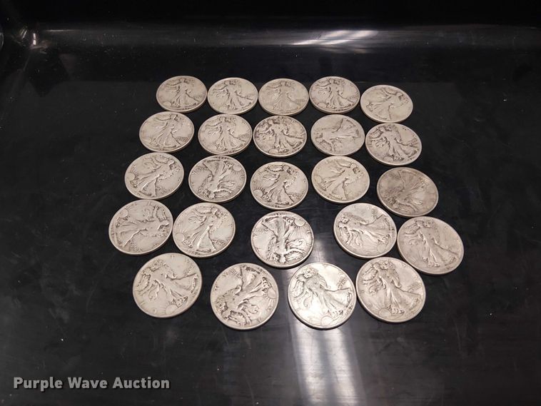 image for item EG8582 (24) walking liberty half dollars