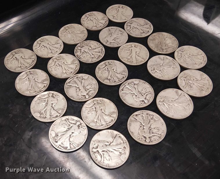image for item EG8582 (24) walking liberty half dollars