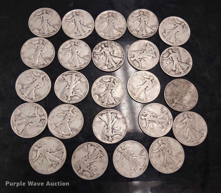 image for item EG8582 (24) walking liberty half dollars