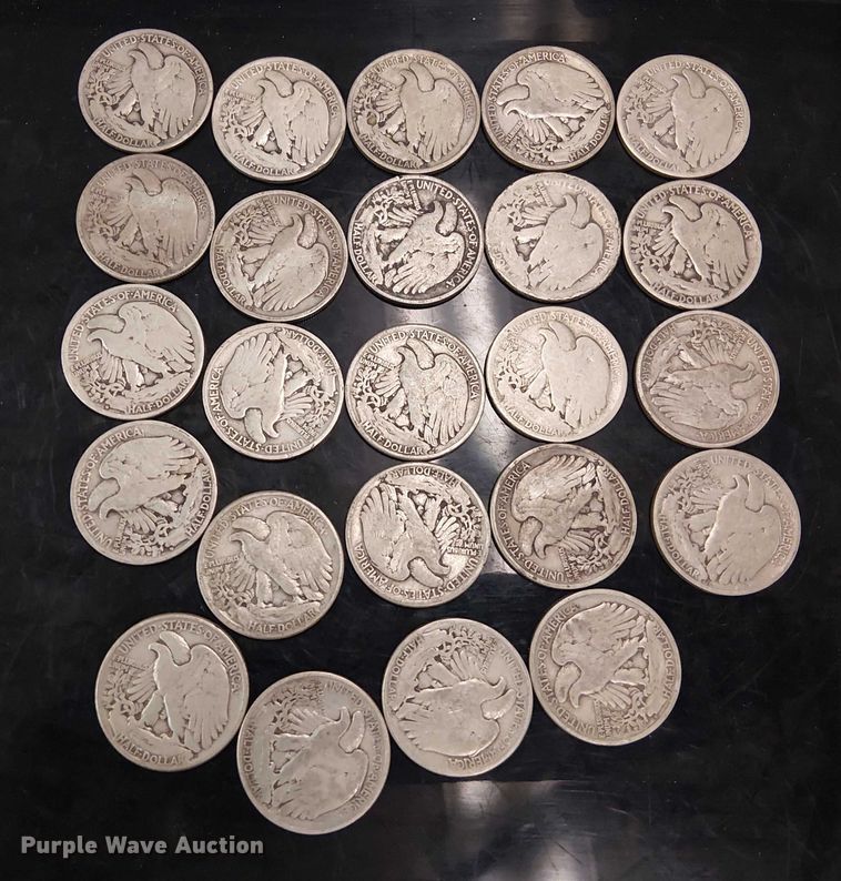 image for item EG8582 (24) walking liberty half dollars