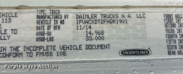 image for item EK2966 2015 Freightliner Business Class M2 street sweeper truck