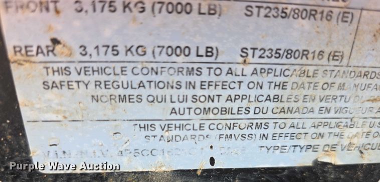 image for item EK5485 2016 PJ CC162 equipment trailer