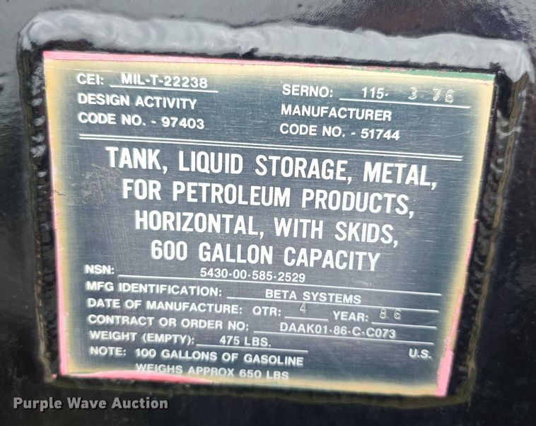 image for item EK5486 (2) Beta Systems Inc. tanks